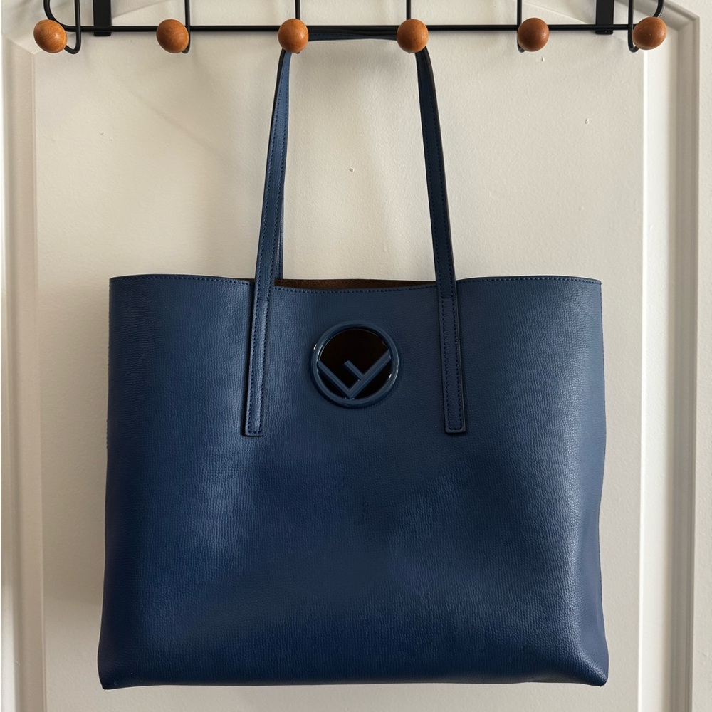 Fendi Navy Blue Leather Tote